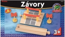 Przejazd kolejowy z rogatkami i znakami