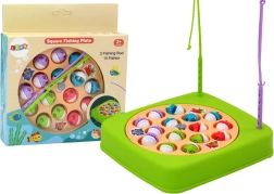 Gra łowienie rybek z 2 wędkami, 15 rybek, zielona