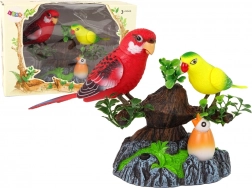 Śpiewające ruchome papugi na kolorowym drzewie