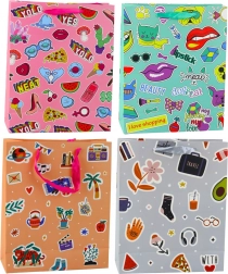 Torebka prezentowa z kolorowymi naklejkami 32 × 26 × 12 cm