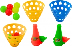 Zręcznościowa gra z koszyczkami na piłeczki i wyrzutnią, 2 koszyczki i 6 piłeczek