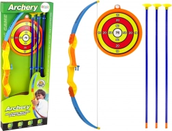 Dziecięcy zestaw łuczniczy z tarczą i strzałami z przyssawkami – pomarańczowy