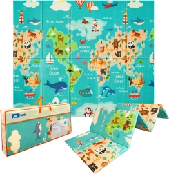 humbi dwustronna składana piankowa mata z XPE 200 × 180 × 1 cm mapa świata i ulice