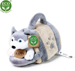 Pluszowy husky z przenośną budką 13 cm eco-friendly
