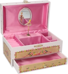 Pozytywka–szkatułka na biżuterię Kwiatowa pieśń z melodią Jezioro łabędzie