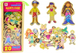 Drewniane magnetyczne figurki w kolorowych kostiumach, 20 szt.