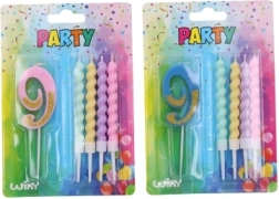 Świeczka imprezowa numer 9 z dodatkowymi świeczkami