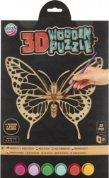 MOXY drewniane 3D kolorowanki puzzle motyl
