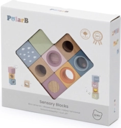 Viga Toys PolarB drewniane kostki sensoryczne z efektami - 8 szt.