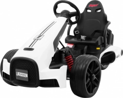 Elektryczny dziecięcy gokart Bolid XR-1 biały z regulowaną kierownicą i sportowym fotelem