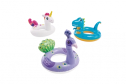 dziecięce dmuchane koło do pływania zwierzątko 86 × 58 cm (lama, jednorożec, dinozaur)