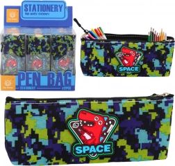 Podręczna kosmetyczka z dinozaurami i pikselowym wzorem, turkusowo-niebieska 20x8 cm