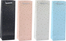 Papierowa torebka prezentowa na butelkę ze złotymi kropkami 35 x 12 x 9 cm
