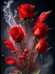 Diamentowe malowanie kwiaty róży we mgle 30 × 40 cm