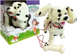 Interaktywny dalmatyńczyk na smyczy z pilotem w kształcie kości