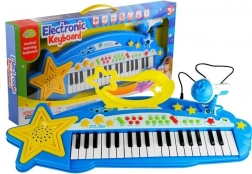 Dziecięcy keyboard 37 klawiszy z MP3 i mikrofonem – niebieski