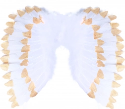 Anielskie skrzydła z piórami biało‑złote