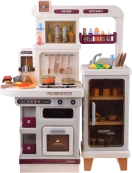 interaktywna beżowa kuchnia dla dzieci z efektami światła, dźwięku i pary