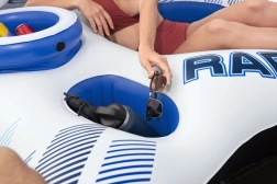 Dwuwarstwowa dmuchana wyspa dla 2 osób z oparciami i schowkami