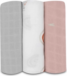 LIONELO bambusowe pieluszki 3 szt., 70 × 70 cm – rainbow