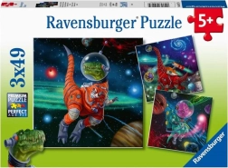 Puzzle RAVENSBURGER dinozaury w kosmosie 3×49 elementów