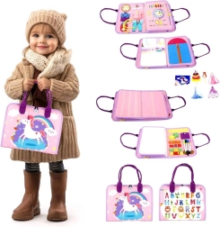 Sensoryczna busy książka jednorożec 2Kids Toys