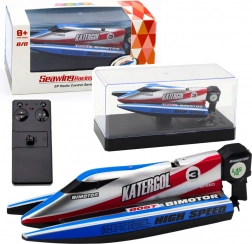 Zdalnie sterowana motorówka niebiesko-srebrna 14 cm