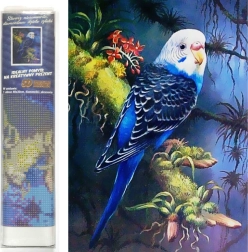 Malowanie diamentowe Niebieska papużka falista 30 × 40 cm