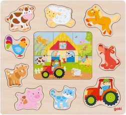 Goki drewniana układanka i puzzle Zwierzątka z farmy