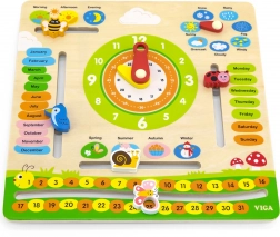 VIGA edukacyjny drewniany kalendarz dla dzieci – angielski