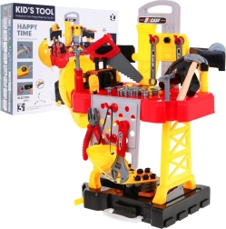 Zestaw narzędzi dla dzieci 3w1 – kuferek, stolik warsztatowy i strój kierownika budowy, 85 szt.