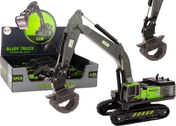 Zabawka Koparka gąsienicowa z metalowym chwytakiem 1:55 czarno-zielona