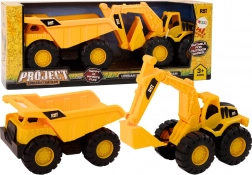 Zestaw maszyn budowlanych koparka wywrotka Truck przeprowadzka żółty