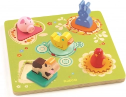 Djeco na farmie – drewniane puzzle wkładankowe dla najmłodszych