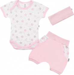 3‑częściowy letni bawełniany zestaw dla niemowlęcia New Baby Perfect Summer różowy 92