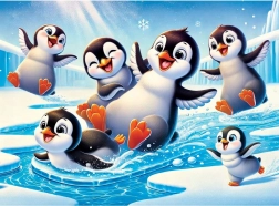 Drewniane puzzle Wesołe pingwiny WOODEN CITY, 40 elementów