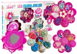 Zestaw koralików do biżuterii DIY ze składanym kuferkiem i lusterkiem