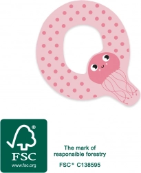 Drewniana litera Q z meduzą dla dzieci