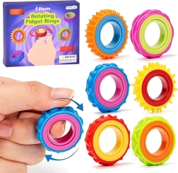 Obrotowe sensoryczne pierścionki fidget – zestaw 6 szt.