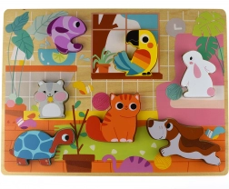 Drewniane Montessori Puzzle Zwierzątka Domowe Tooky Toy