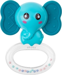 Silikonowy gryzak z grzechotką Akuku słoń