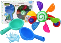 Zabawka kąpielowa z kolorowymi miseczkami i dwoma łyżkami