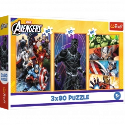 Puzzle 3x80 Akcyjne Dni - Disney Marvel Avengers