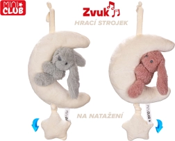Pluszowy księżyc z króliczkiem z nakręcaną pozytywką 35 cm