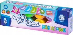 Farby plakatowe ASTRA pastelowe 12×20 ml, 2 neonowe