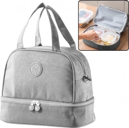 Termoizolacyjna torba na lunch z regulowanym paskiem, srebrna