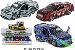 metalowy wyścigowy samochodzik 1:32 z otwieranymi drzwiami i światłem