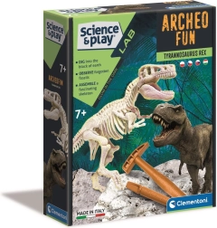 Clementoni Science & Play Archeo Fun: tyrannosaurus rex – zestaw archeologiczny ze świecącym szkieletem