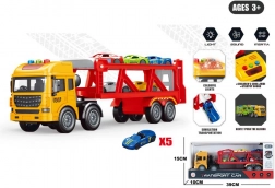 Ciężarówka holownicza z lawetą i 5 autkami