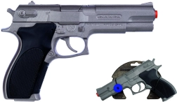 Policyjny pistolet srebrny matowy metalowy 8 strzałów